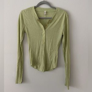 Free People Green Long Sleeve Top